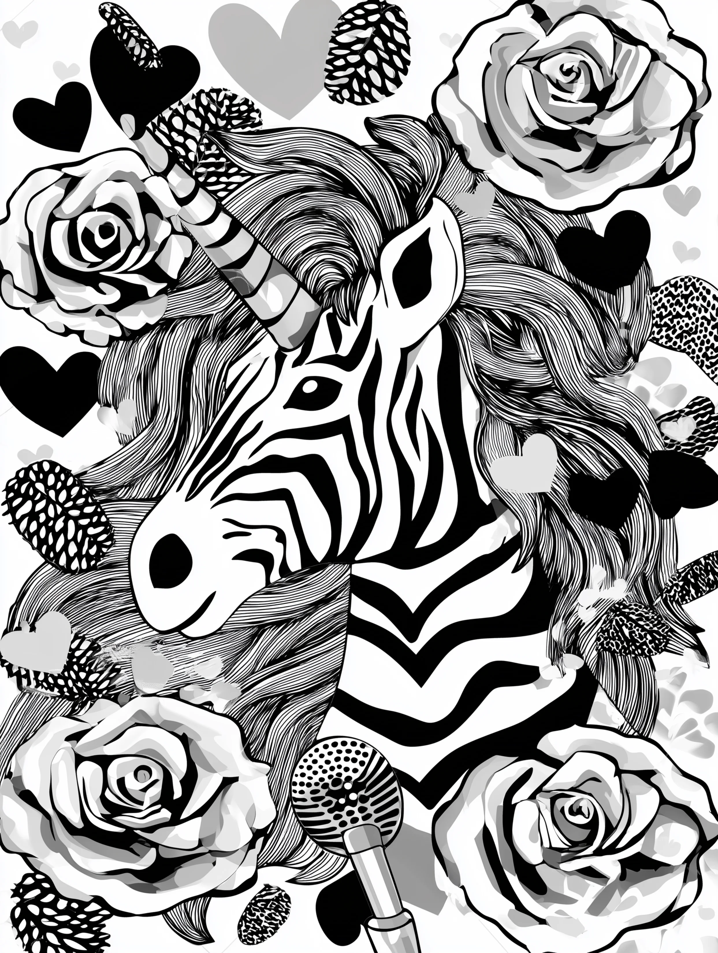 Free printable unicorn coloring page for adults featuring a unicorn with long hair